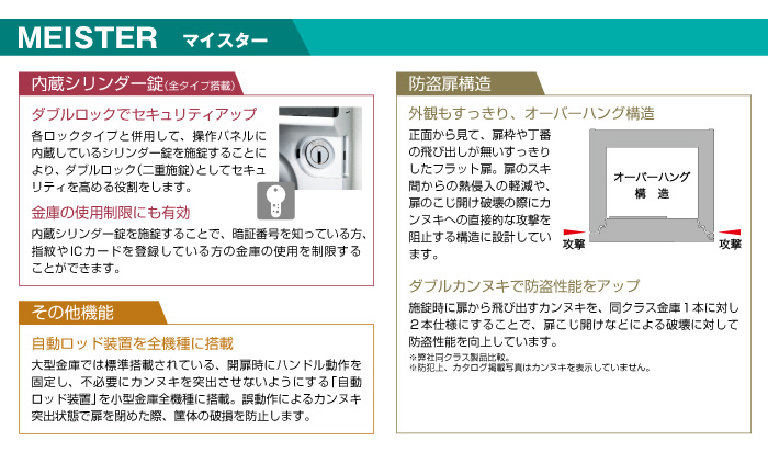 エーコー 小型耐火金庫 「MEISTER」 OSD-D ダイヤル式 内蔵シリンダー錠 1時間耐火 51.5L 「EIKO」 - 5