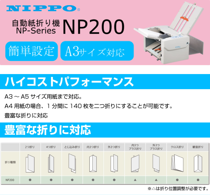 新生活 テンポーズNIPPO 自動紙折機 NP-200 紙折り機 ニッポー