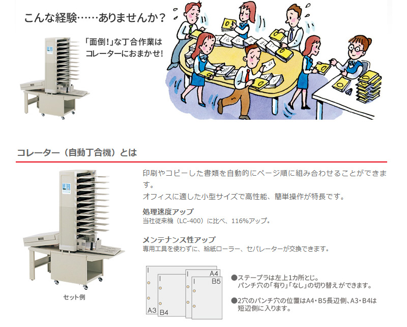 日本機器通販 / ライオン事務器 コレーター(自動丁合機) LC-500(84633)