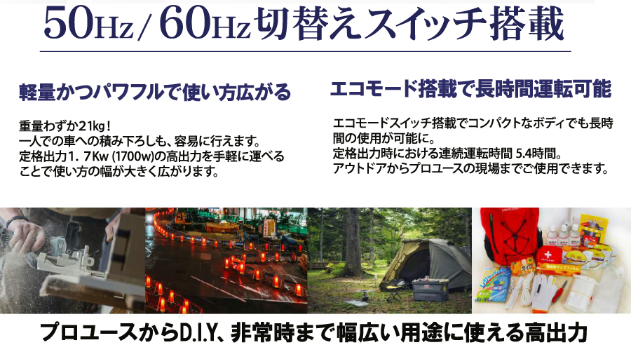 日本機器通販 / インバーター発電機 (定格出力1.7kw) AQ2000iX