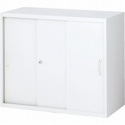 生興 RW4-307S 3枚引戸書庫（スチール） ホワイト (60374) (重量：24kg) 下置専用|書類棚・書庫