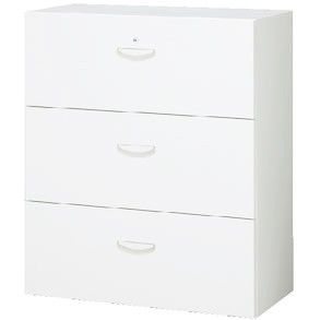 生興 RW45-310D 3段ラテラルキャビネット下置用 ホワイト (58916) (重量：55kg) 下置専用|整理ケース