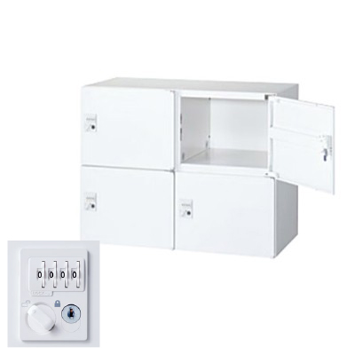 生興 RW45-407H-D2 2列2段パーソナルボックス ダイヤル錠 ホワイト (78256) (重量：27kg) 上・下置兼用|書類棚・書庫