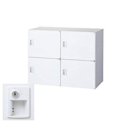 生興 RW45-407H-S2 2列2段パーソナルボックス シリンダー錠 ホワイト (78255) (重量：27kg) 上・下置兼用|書類棚・書庫