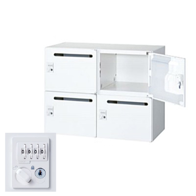 生興 RW45-407P-D2 2列2段メールボックス ダイヤル錠 ホワイト (78252) (重量：27kg) 上・下置兼用|書類棚・書庫