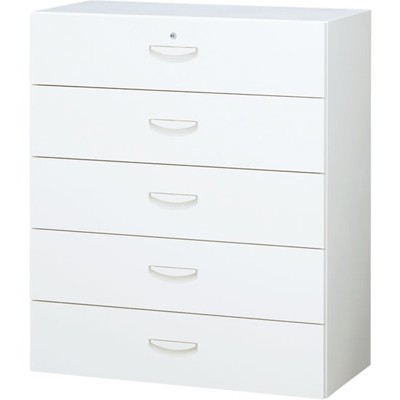 生興 RW45-510D 5段ラテラルキャビネット ホワイト (59953) (重量：70kg) 下置専用|整理ケース