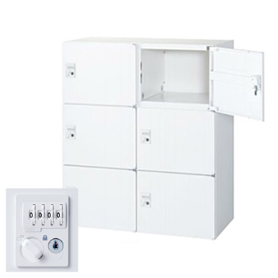 生興 RW45-610H-D2 2列3段パーソナルボックス ダイヤル錠 ホワイト (78254) (重量：39kg) 下置専用|書類棚・書庫