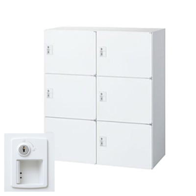 生興 RW45-610H-S2 2列3段パーソナルボックス シリンダー錠 ホワイト (78253) (重量：39kg) 下置専用|書類棚・書庫