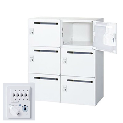 生興 RW45-610P-D2 2列3段メールボックス ダイヤル錠 ホワイト (78250) (重量：39kg) 下置専用|書類棚・書庫