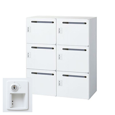 生興 RW45-610P-S2 2列3段メールボックス シリンダー錠 ホワイト (78249) (重量：39kg) 下置専用|書類棚・書庫