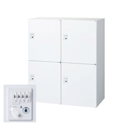 生興 RW45-N410H-D2 2列2段パーソナルボックス ダイヤル錠 ホワイト (78237) (重量：40kg) 下置専用|書類棚・書庫