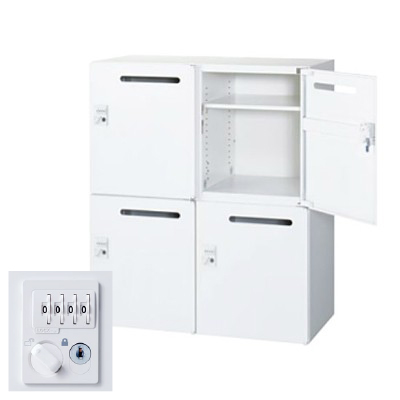 生興 RW45-N410P-D2 2列2段メールボックス ダイヤル錠 ホワイト (78222) (重量：40kg) 下置専用|書類棚・書庫