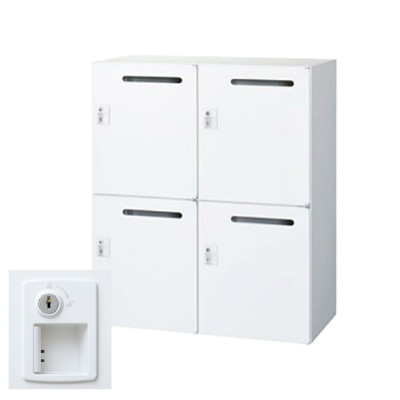 生興 RW45-N410P-S2 2列2段メールボックス シリンダー錠 ホワイト (78221) (重量：40kg) 下置専用|書類棚・書庫