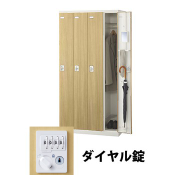 生興 SLBL-4-D2 4人用木目扉ロッカー ダイヤル錠タイプ ナチュラル (72156) (重量：56kg)|ロッカー