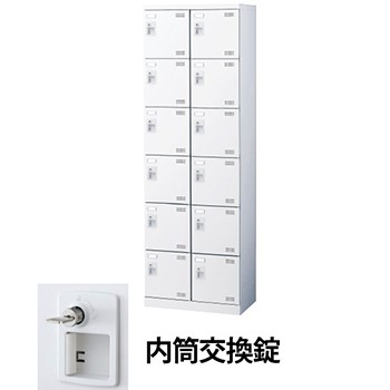 生興 SLBW-212-T3 2列6段12人用シューズロッカー 網棚付 シリンダー内筒交換錠 ホワイト (96259) (重量：36kg)|シューズボックス