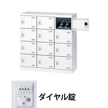 生興 SLBW-M12-D3 3列5段12人用シューズロッカー ダイヤル錠 ホワイト (96228) (重量：27kg)|シューズボックス