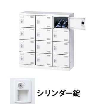 生興 SLBW-M12-S2 3列5段12人用シューズロッカー シリンダー錠 ホワイト (96225) (重量：27kg)|シューズボックス