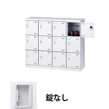 生興 SLBW-M412-K2 4列3段12人用シューズロッカー 網棚付 鍵なし ホワイト (96238) (重量：35kg)|シューズボックス