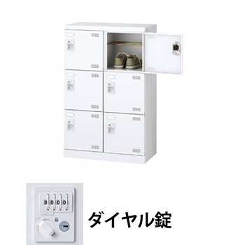 生興 SLBW-M6-D3 2列3段6人用シューズロッカー 網棚付 ダイヤル錠 ホワイト (96204) (重量：20kg)|シューズボックス