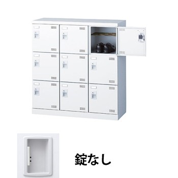 生興 SLBW-M9-K2 3列3段9人用シューズロッカー 網棚付 鍵なし ホワイト (96220) (重量：28kg)|シューズボックス