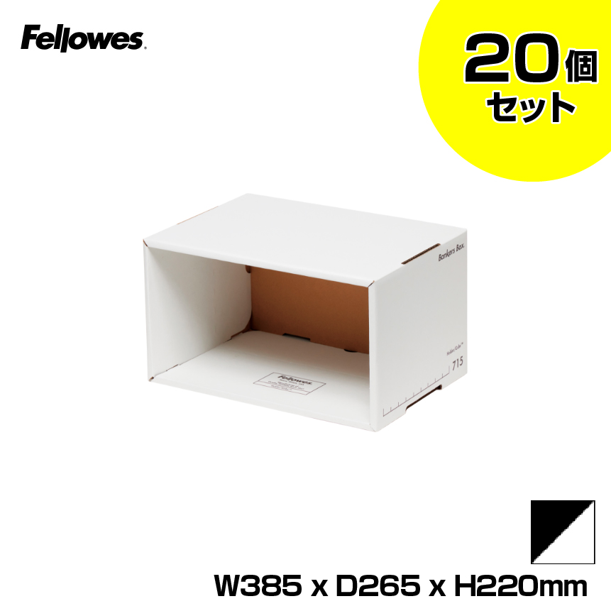 【まとめ買い】フェローズ バンカーズボックス 715ホルダーキューブ ブラック (本体色：白/印字・罫線：黒)20個セット FE-2010201