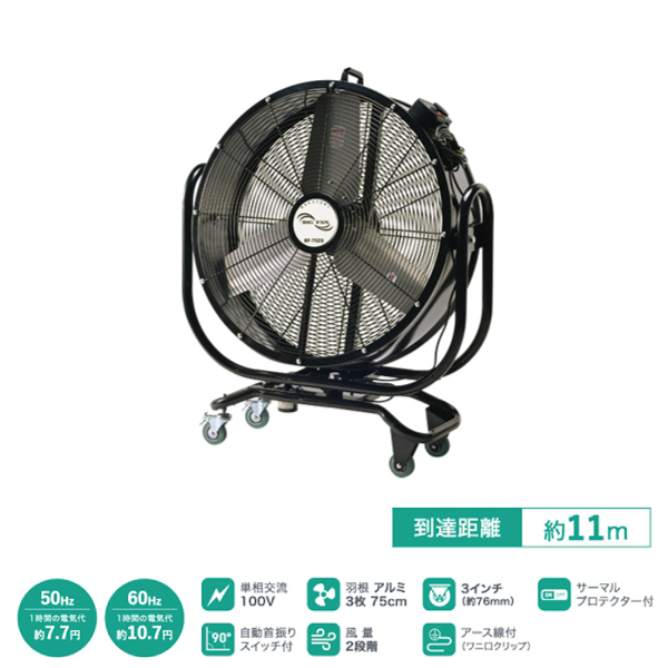 予約受付(7月下旬入荷予定) ナカトミ 75cm首振りビックファン 全閉式 (単相100V) (重量：34.5kg) BF-75ZS|季節・空調家電