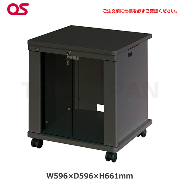 【軒先渡し】OS オーエス製 AVキャビネット EIA 11Uタイプ キャスターΦ60仕様 ガラス扉 ブラック CS-11UK1-G06|その他オフィス家具