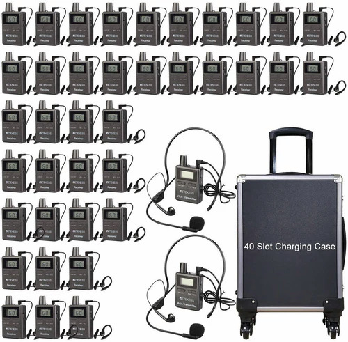 Retekess ツアーガイドシステム TT105 (双方向送信機×2台＆受信機×38台セット＋充電ケース付き)