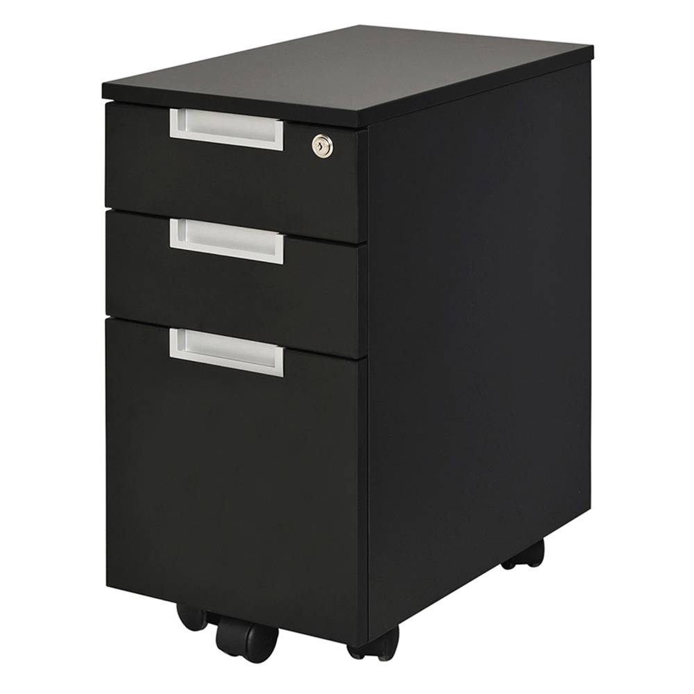 アール・エフ・ヤマカワ スチール脚デスク スリムワゴン ブラック (重量：20kg) GZCA-SL315BK|オフィスデスク