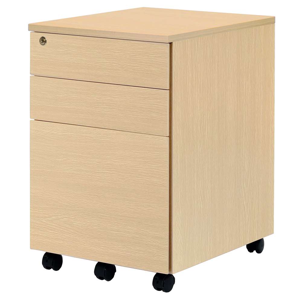 アール・エフ・ヤマカワ ワークデスクII3段ワゴン ナチュラル (重量：23.5kg) GZWCA2-3NA|オフィスデスク