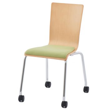 アール・エフ・ヤマカワ プライウッドキャスターチェア グリーン パッド付 (重量：6kg) RFC-FPCAGN|オフィスチェアー