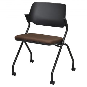 アール・エフ・ヤマカワ SYネスティングチェア ブラック 肘無シ ファブリック ショコラブラウン (重量：7kg) RFC-SYBFCB|オフィスチェアー