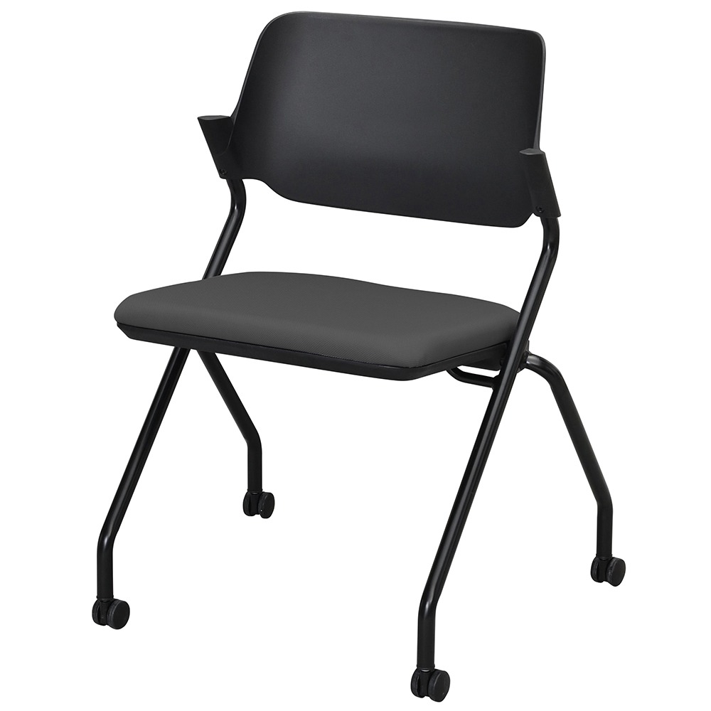 アール・エフ・ヤマカワ SYネスティングチェア ブラック 肘無シ ファブリック チャコールグレー (重量：7kg) RFC-SYBFCG|オフィスチェアー