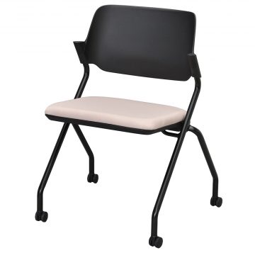 アール・エフ・ヤマカワ SYネスティングチェア ブラック 肘無シ ファブリック ラテベージュ (重量：7kg) RFC-SYBFLB|オフィスチェアー