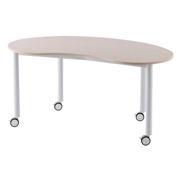 アール・エフ・ヤマカワ キャスターテーブル ホワイト脚 豆型 ナチュラル (重量：19.5kg) RFCTT-WL1476BNNA|会議用・ミーテングテーブル