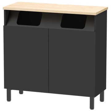 アール・エフ・ヤマカワ 収納カウンター ダストボックスタイプ W1000×D400 ブラック (重量：43kg) RFDBC-1040NB-DB|【オフィス家具】