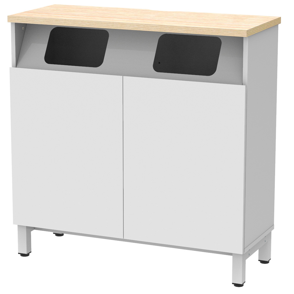 アール・エフ・ヤマカワ 収納カウンター ダストボックスタイプ W1000×D400 ホワイト (重量：43kg) RFDBC-1040NW-DB|【オフィス家具】