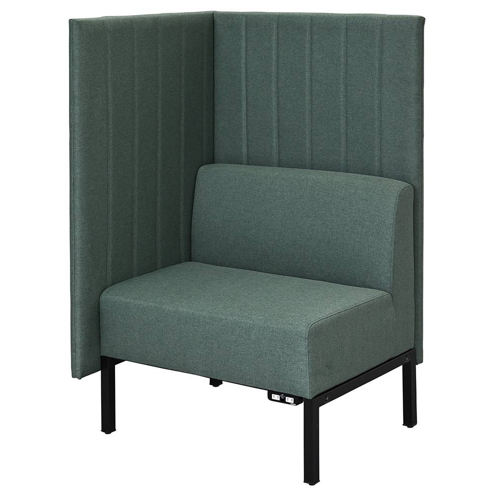 アール・エフ・ヤマカワ カッコ ファブリックソファ W760×H1230 グリーン 片側パネルタイプ コンセント付 (重量：22.5kg) RFFBS-7612GNK-NC|ソファー