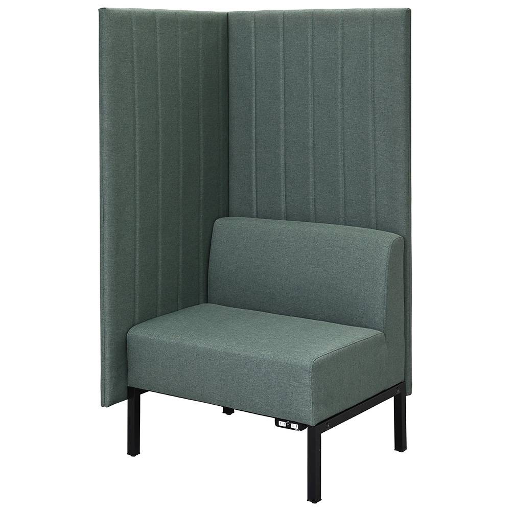 アール・エフ・ヤマカワ カッコ ファブリックソファ W760×H1500 グリーン 片側パネルタイプ コンセント付 (重量：24kg) RFFBS-7615GNK-NC|ソファー