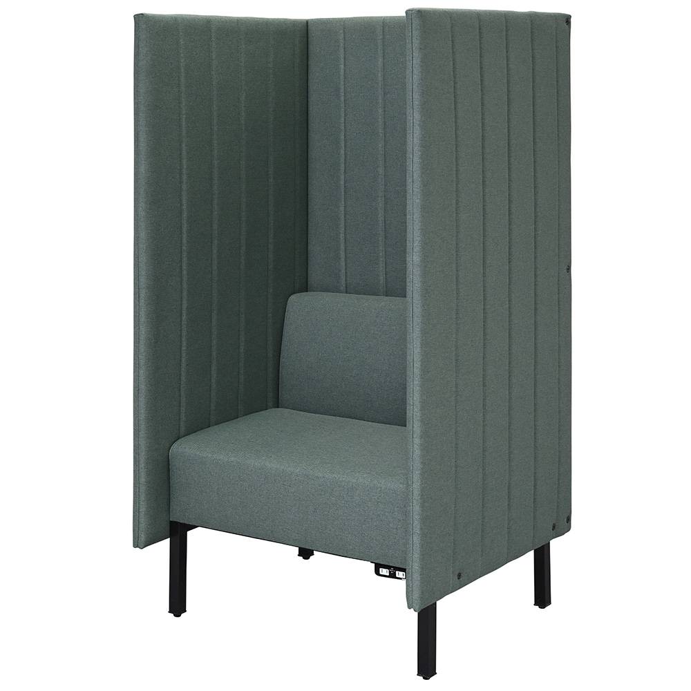 アール・エフ・ヤマカワ カッコ ファブリックソファ W800×H1500 グリーン 両側パネルタイプ コンセント付 (重量：29kg) RFFBS-8015GNR-NC|ソファー