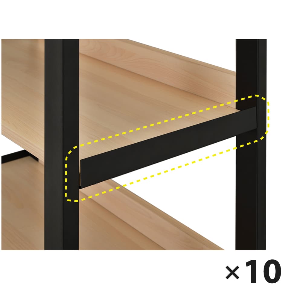 アール・エフ・ヤマカワ リスムシェルフ 5段用 オプションアングル ブラック (10セット) RFFSH-5AGBK-10|シェルフ・収納棚
