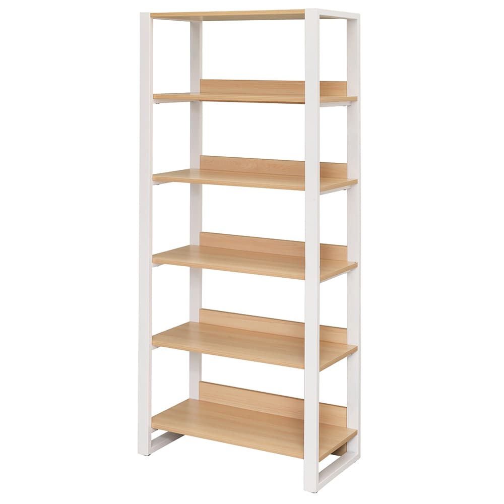 アール・エフ・ヤマカワ リスムシェルフ W800 5段 ナチュラル×ホワイトフレーム (重量：40kg) RFFSH-805NA-WF|シェルフ・収納棚