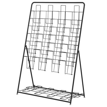 アール・エフ・ヤマカワ パンフレットスタンド 7段 4列 ブラック (重量：7kg) RFPFS-QUBK|【店舗用品】