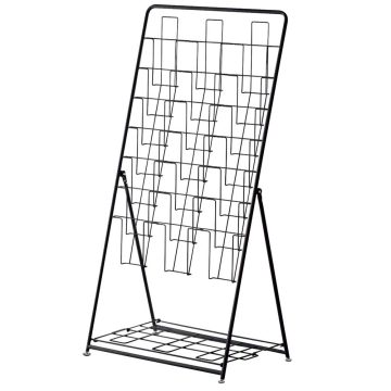 アール・エフ・ヤマカワ パンフレットスタンド 7段 トリプル ブラック (重量：6.2kg) RFPFS-TRBK|【店舗用品】