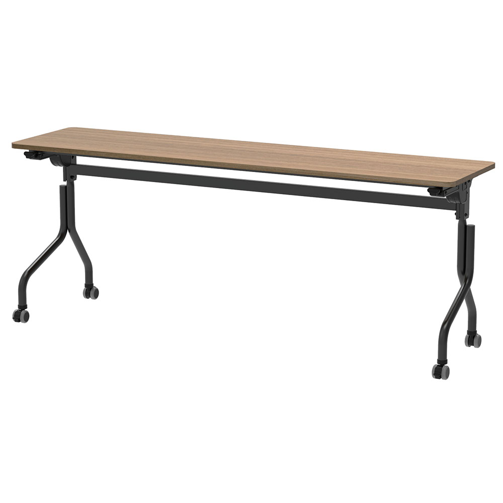 アール・エフ・ヤマカワ パラレル フォールディングテーブル W1800×D450 ウォルナット×ブラック脚 (重量：23.5kg) RFPFT-1845DM-BL|会議用・ミーテングテーブル