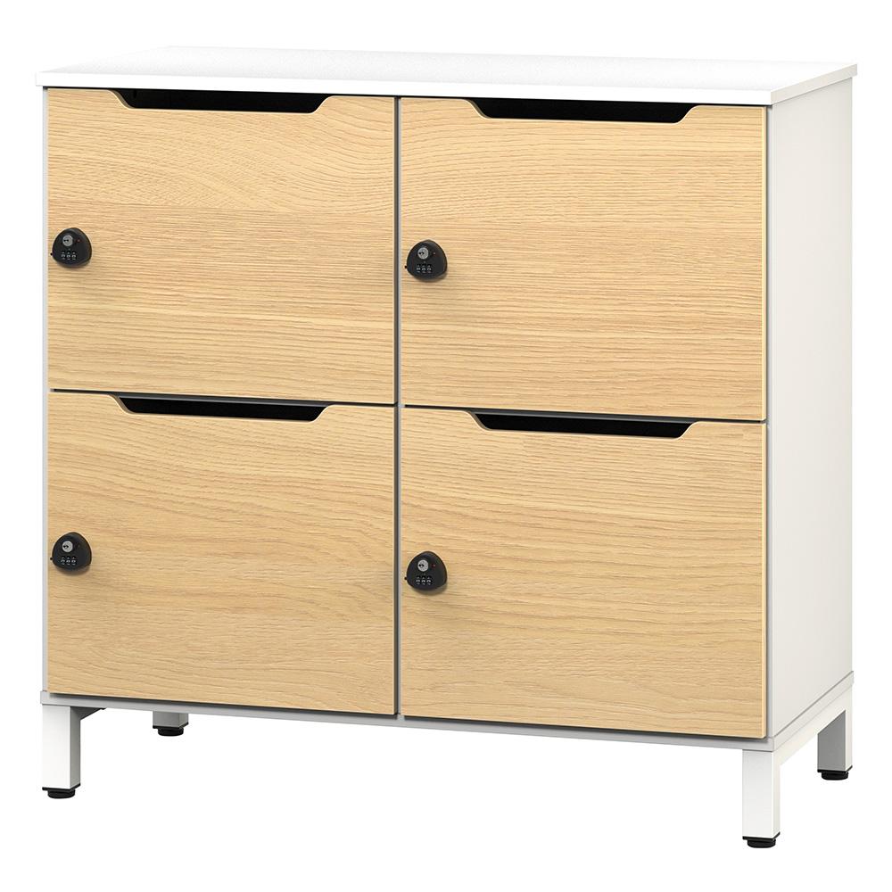 アール・エフ・ヤマカワ パーソナルロッカー 2列2段 ホワイト×オーク扉 (重量：55kg) RFPL-22WH-OAD|ロッカー