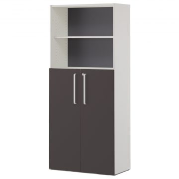 アール・エフ・ヤマカワ プリーマIII 木製シェルフハイ グレーII共通扉付 グレーIIバック (重量：55.5kg) SHWHS3-LDGY2|シェルフ・収納棚