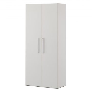 アール・エフ・ヤマカワ プリーマIII 木製格子型シェルフ2列5段 ホワイト全面扉付 グレーIIバック (重量：75kg) SHWKS3-25HDWH2|シェルフ・収納棚