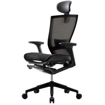 アール・エフ・ヤマカワ T50air チェア 可動肘 ヘッドレスト ランバー付 ブラック (重量：17.5kg) CHXRF6100AHZ2D6B|オフィスチェアー