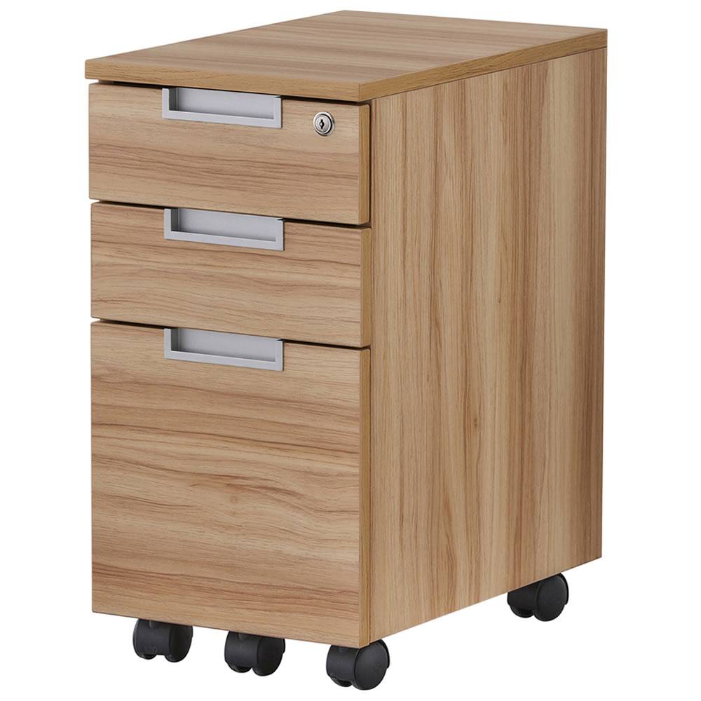 メーカー在庫限り アール・エフ・ヤマカワ スチール脚デスク スリムワゴン ナチュラル (重量：20kg) GZCA-SL315NA|オフィスデスク